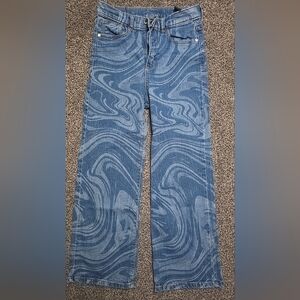 Art Class High Rise Wide Leg SWIRL Jeans Light And Dark Blue Wash Girls Size 10